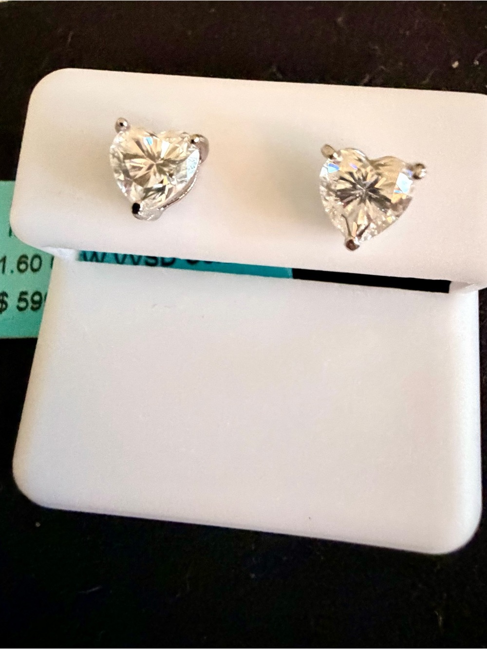925 Sterling Silver Heart Shaped Moissanite Diamond Earrings 1.60 CTW VVSD Color